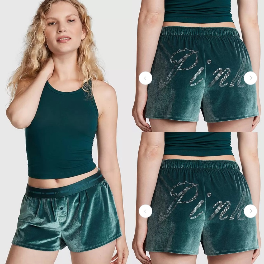 Pink velvet boxy sleep shorts